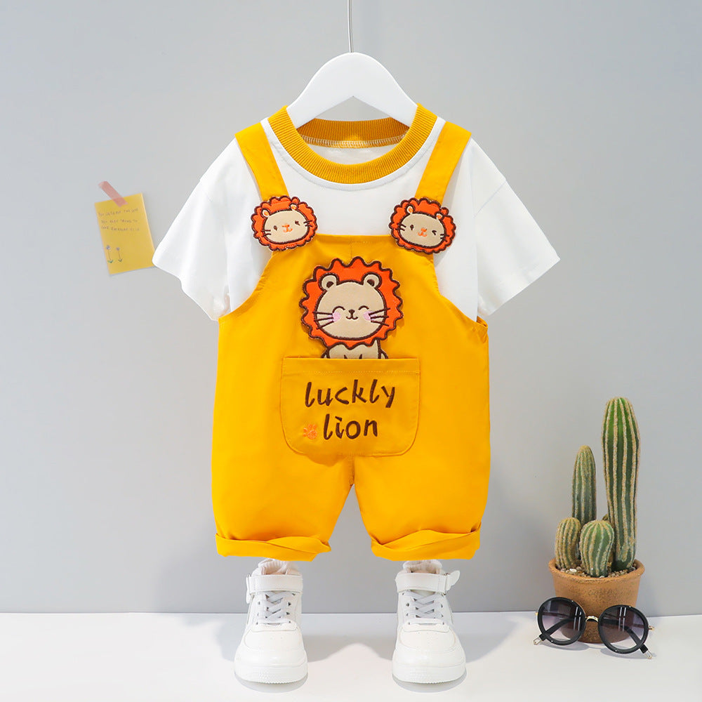 Baby Summer Cartoon Short-sleeved Overalls